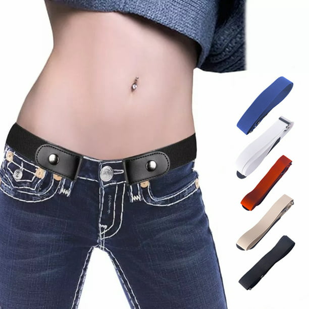 Mens Women Buckle Less Belts Invisible Elastic Jeans Dress Easy Wear Waistband